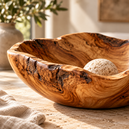 Natural Wood-Grain Wavy Decorative Bowl