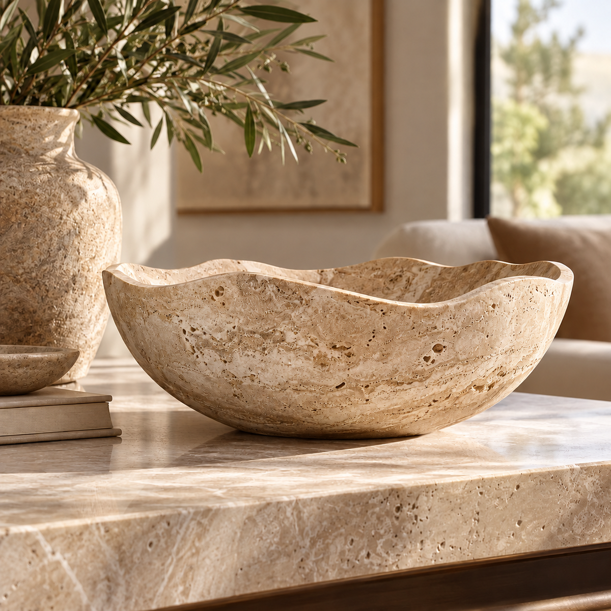 Beige Wavy-Edge Decorative Bowl